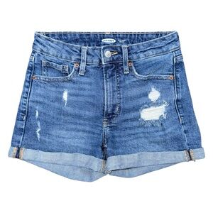 Old Navy O.G. High Rise Jean Shorts Women’s Size 0 Cuffed Distressed Denim